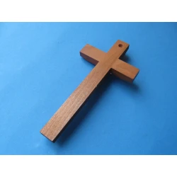 Krzyż drewniany ciemny brąz na ścianę 16 cm frez